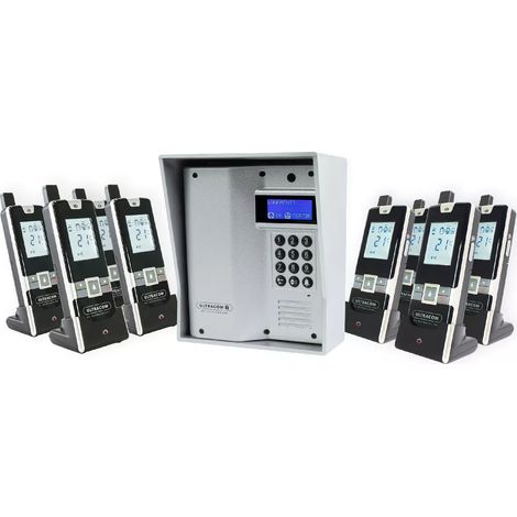 Interphone 600 mètres sans-fil longue portée autonome digicode écran LCD - UltraCOM3 visière argentée + 8 combinés (1/5)