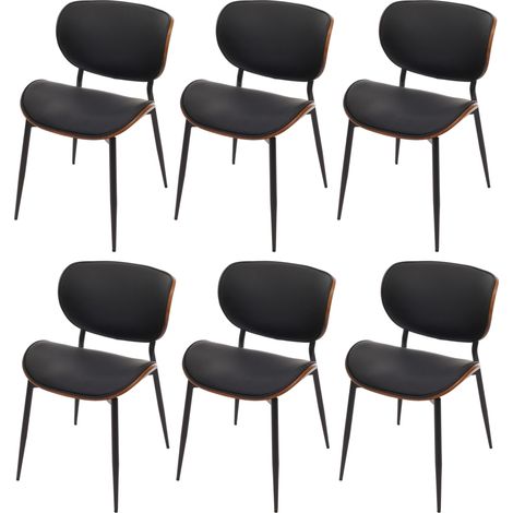 [NEUWERTIG] 6er-Set Esszimmerstuhl HHG-233, Stuhl, Bugholz Kunstleder 280g/m² Öko-Tex MVG Walnuss-Optik, schwarz