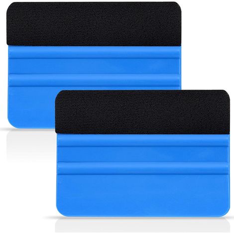 Escobilla de goma para película de ventana azul, paquete de 2, con borde de fibra, para películas de ventana y películas para automóviles, escobilla de goma de fieltro de alta calidad adecuada para pe (1/5)