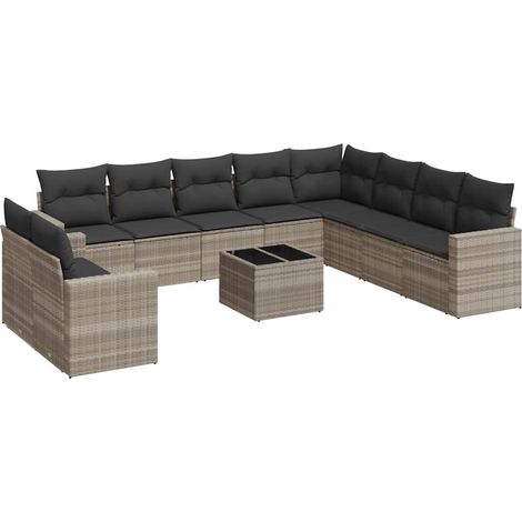 Maison Exclusive - Set de sofás de jardín 11 pzas y cojines ratán (1/5)