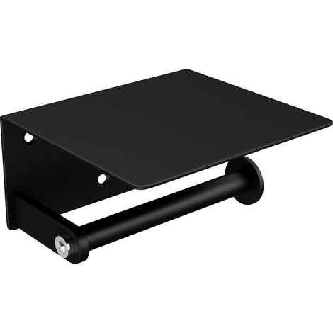 Mai & Mai Porta Carta Igienica, Portarotolo Carta Igienica con Porta Cellulare per Bagno e Toilette in Acciaio Inox,Nero Opaco (1/5)