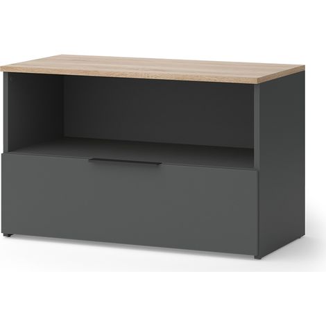 Kommode Wido, Anthrazit/Sonoma, 80 x 50 cm mit 1 geschlossenem Fach, Vicco