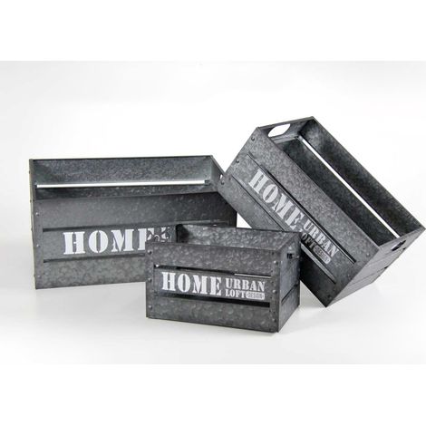 MAURY'S SET 3 CASSETTE PHOENIX METALLO. GRIGIO MARTELLATO DIFFERENTI DIMENSIONI (1/2)