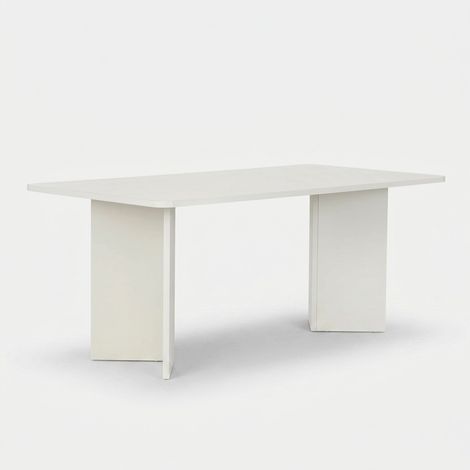 Table à manger moderne Linza 180x90 cm en mélamine - Blanc (1/5)