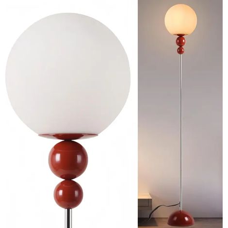 Lampadaire multiboule métal rouge vin, E27 H160 cm (1/5)