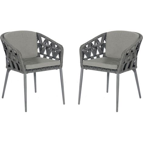 Sonnenpartner 2er-Set Gartensessel Fairmont Aluminium mit Polyrope schwarzgrau Gartenstuhl Sessel (1/2)