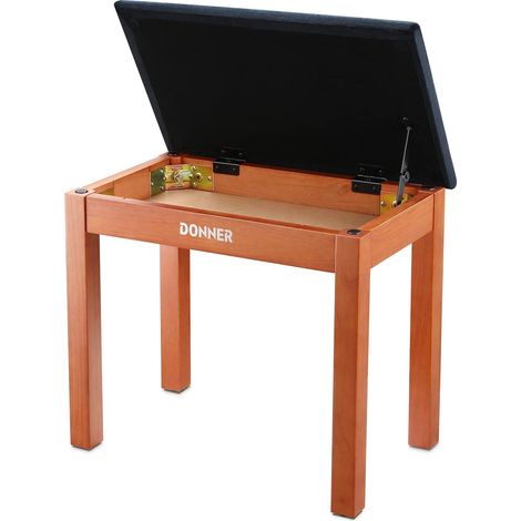 Banc de Piano avec Rangement, Banc de Piano en Bois Massif avec Coussin en Daim Haute densité, Finition Bois (1/5)