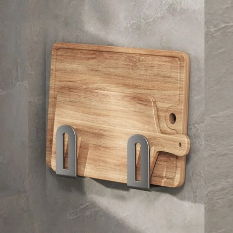 2 Pièces En Acier Inoxydable Porte-couvercles Chambre, Design Élégant, Muraux, Crochets De Salle De Bains, noir, Cuisine Multifonctionnelle (1/5)