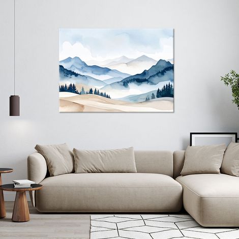 Wandbild Landschaft Berglandschaft Blau Beige 90x60 (1/4)
