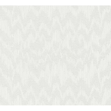 Batik Tapete in Hellgrau Boho Vliestapete mit Zickzack Muster im Ethno Chic Helle Vlies Mustertapete mit Vinyl für Schlafzimmer und Wohnzimmer (1/5)