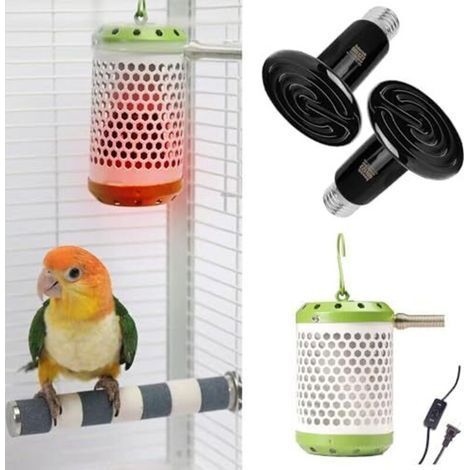 Chauffage thermostatique pour cage à oiseaux et animaux avec 2 ampoules en céramique E27 110V, sans lumière, idéal pour l'hiver