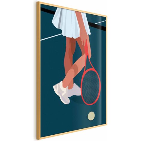 Póster - Jugador de tenis con raqueta roja en la cancha - ilustración (1/4)