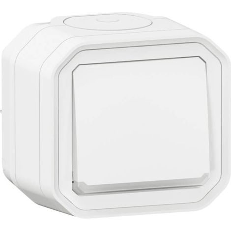LEGRAND PLEXO BOUTON POUSSOIR À VOYANT LUMINEUX SAILLIE COMPLET ÉTANCHE BLANC IP55 - 069762L (1/4)