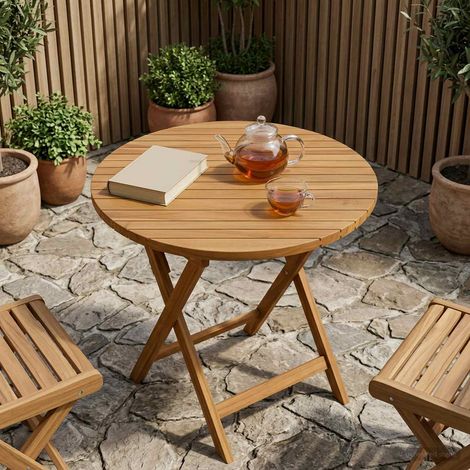 vidaXL Plateau de table Ø 70 x 3,5 Rond Bois de teck massif Naturel (1/5)