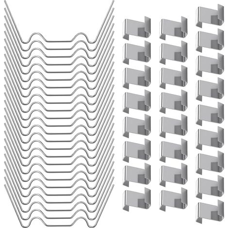 50 clips para acristalamiento de invernadero, 25 clips en Z y W, clips de fijación de acristalamiento de acero inoxidable, clips resistentes a la intemperie para vidrio de invernadero, accesorios para (1/5)