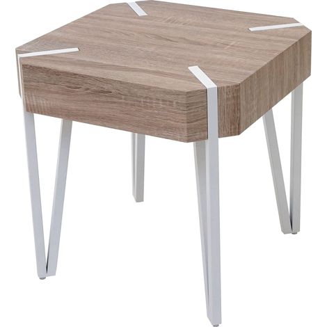 Tavolino salotto divano elegante Kos T574 legno di pioppo rivestito 50x50x52cm colore rovere chiaro