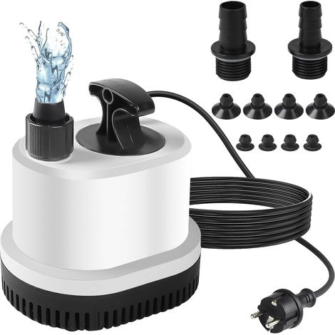 Mini pompa sommergibile ultra silenziosa, portata massima 1500 l/h, 25 W, 220-240 V, pompa per laghetto da esterno, pompa per fontana con cavo da 1,6 m, 3 ugelli, pompa per cantina per giardino e lagh