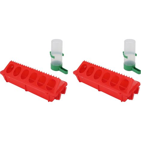 Lot de 2 abreuvoirs automatiques à couvercle rabattable pour poussins, en polypropylène, avec couvercle anti-éclaboussures, capacité 60 ml.