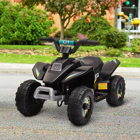 Quad eléctrico para niños de 18 a 36 meses con batería recargable de 6 V, velocidad de 2,8 a 4,6 km/h, función de marcha adelante y atrás, 72 x 40 x 45,5 cm, negro.