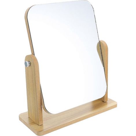Miroir de table pivotant pour salle de bain ou chambre à coucher, avec support en bois.-18.00X13.00X1.00CM (1/2)