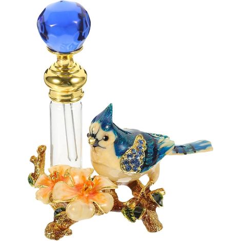 Flacon 4ml Décoratif en Verre et Métal Vintage de Parfum Unique Ornement de Table et Brillant, Stockage D'huiles Essentielles Décoration de Bureau (1/5)