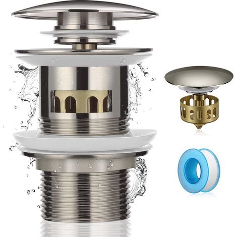 Bonde de Lavabo Universel Bonde Lavabo Filtre De Vidange Bonde Sans Trop Plein Bonde Vasque a Poser Chromé Sans Trop Plein Lavabo Salle de Bain (1/5)