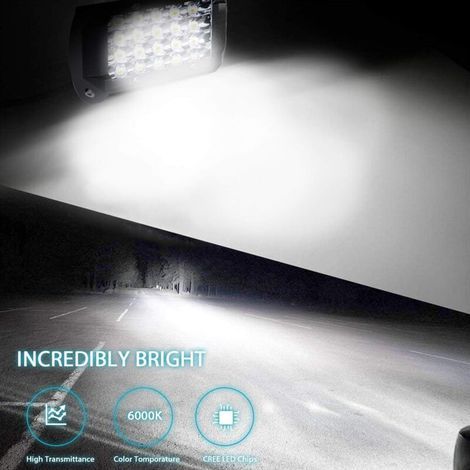 Phare de Travail LED 12V 144W 4'' - Projecteur LED Étanche IP67 pour Voiture Camion Tracteur SUV Bateau - Spot Flood Feux Antibrouillard LED 10,500lm (2 PCS) (1/4)