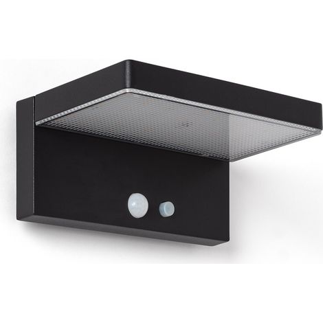 Aplique de Pared Exterior Solar LED 5W Aluminio con Sensor de Movimiento Bran Negro