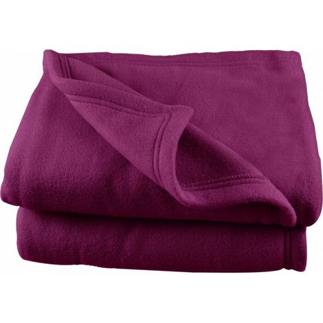 Couverture polaire 240 x 260 cm "Grande largeur" prune - Prune - (1/2)