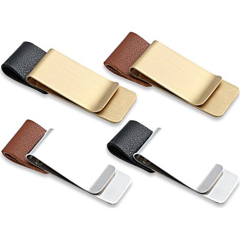 Penholder - Acier Inoxydable Et Cuir PU - Pour Carnet De Notes Bloc-Notes Et Agenda - Lot De 4