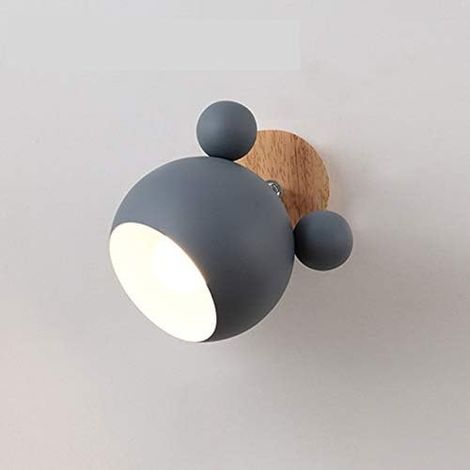 Holzlampe, moderne Nachttischlampe, Wandleuchte fürs Schlafzimmer, Macaron-Design, nordische Farbgebung, verstellbarer Lampenkopf