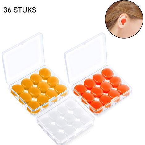 Wiederverwendbare, geräuschdämpfende, wasserdichte Silikon-Ohrstöpsel – Ideal zum Schwimmen, für Flugreisen und zum Schlafen – Für Erwachsene und Kinder – Weiß/Orange/Rot – 3er-Pack (1/5)