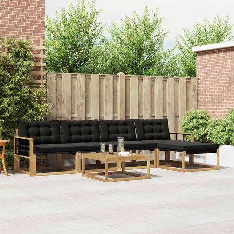 vidaXL Outdoor-Sofagarnitur 6 pcs Weiß und Schwarz (1/5)