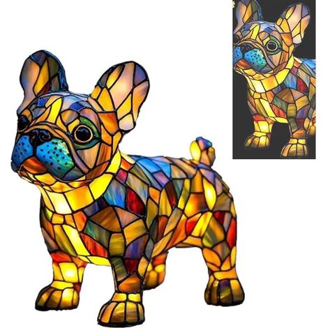 Veilleuse Lampe de Table LED en Forme Bouledogue Français - Veilleuse Design pour Amoureux des Chiens-pour Maison & Bureau, Bulldog (1/5)