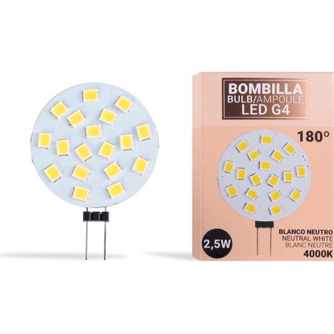Bombilla LED G4 Bi-pin Circular Plana 12V AC/DC - 2,5W -