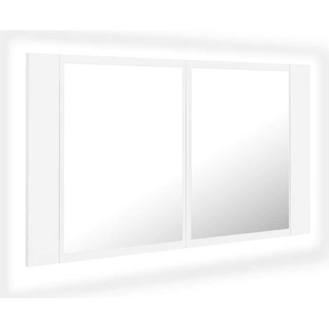 vidaXL Armadietto a Specchio con Luci LED Bianco 80x12x45 in Acrilico