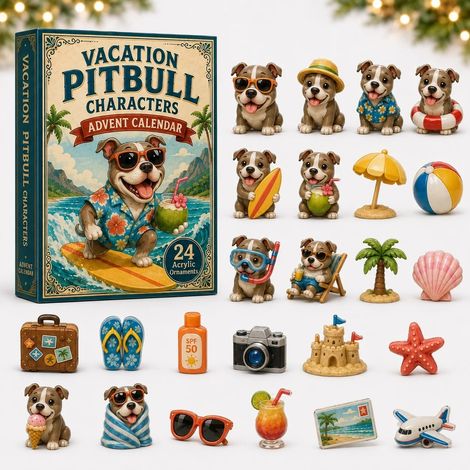 Pitbull-kerstadventskalender 2026 (verrassingsdoos) – aftellen van 24 dagen met acrylornamenten (kerstcadeau) (1/3)