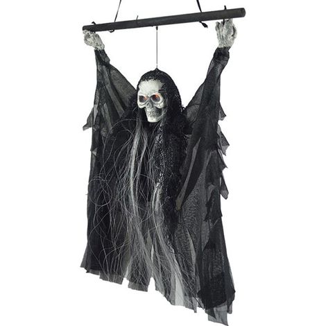 Décoration fantôme suspendu pour Halloween, avec effets lumineux et sonores, squelette animé effrayant. (1/5)