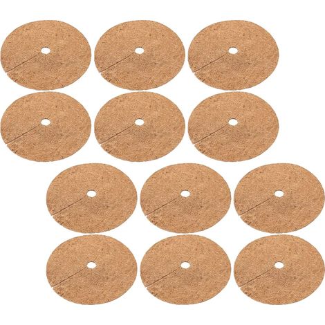 Tappetini per pacciamatura in fibra di cocco, 12 pezzi, diametro 30 cm, traspiranti, in materiale ecologico, per la protezione delle piante. (1/5)