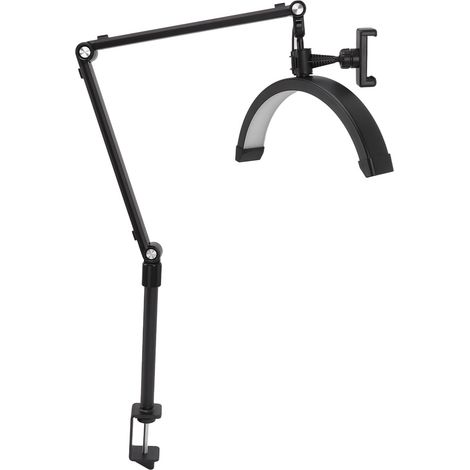 Lampe pour cils en forme de croissant avec pince de bureau, port USB, luminosité et température de couleur réglables, lampe de beauté LED rotative pour les soins de la peau (1/5)