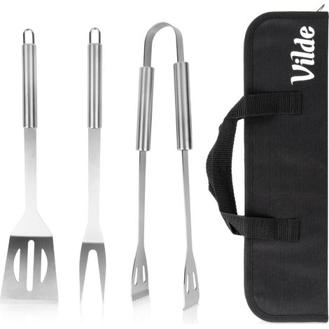 Juego de 3 utensilios para parrilla, accesorios para barbacoa, juego de utensilios de acero (1/5)