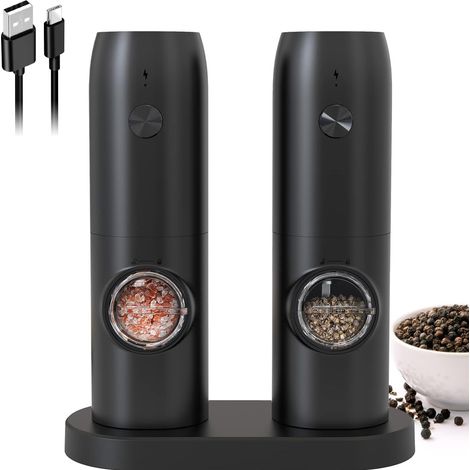 Moulin à épices transparent, fonctionnement automatique, mouture réglable, design moderne et élégant, moulin à poivre rechargeable pour la cuisine maison (1/5)