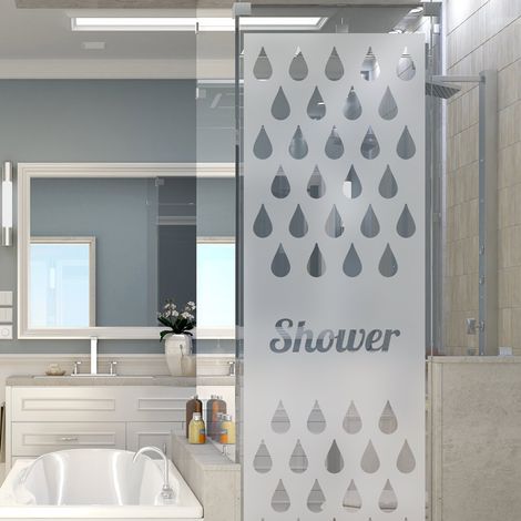 Film Fenêtre Anti Regard Occultant - SHOWER - Stickers Autocollant Brise-Vue pour Vitre & Porte de Douche - 120x35cm (1/5)