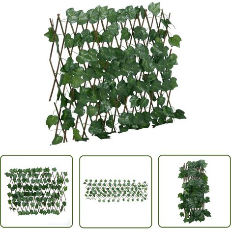 The Living Store Rankgitter mit Künstlichem Weinlaub Erweiterbar Grün 190x60 cm - Rankgitter - Sichtschutzzaun - Gartendekoration - Kunstpflanzen - Weinstöcke (1/5)