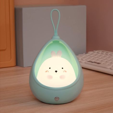 Veilleuse mignonne pour enfants, lampe de chevet LED avec détecteur de mouvement, crochet portable, lampe animal rechargeable par USB pour chambre de bébé, cadeau d'anniversaire