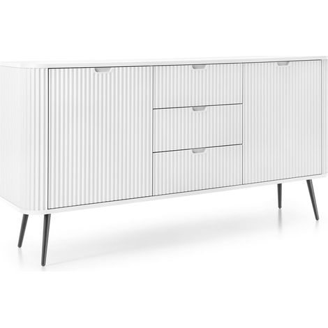 Cassettiera Bianco, Piedi Nero, 168 x 87 x 39 cm (1/5)