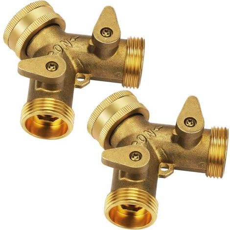 2-Wege-Y-Verteiler mit zwei Wasserzulaufschläuchen für Waschmaschine, 3/4 Zoll, zum Anschluss von 2 Geräten