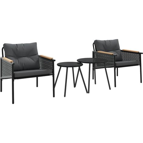 Maison Exclusive - 4-tlg. Balkonmöbel Set mit Kissen Schwarz Stah