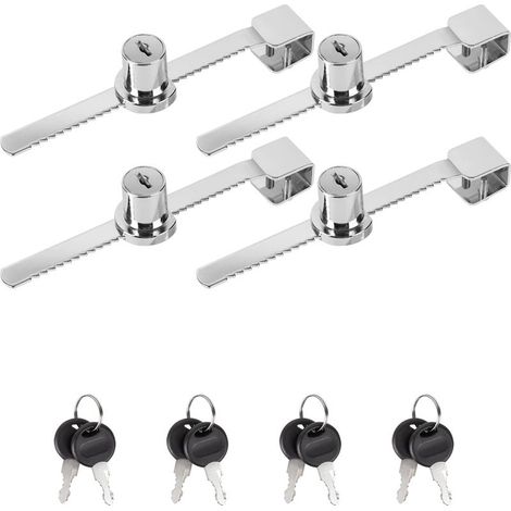 Serrure Vitrine, 4 Pièces Serrure de Porte en Verre pour Portes Coulissantes en Verre de 2 à 8 mm d'Épaisseur sans Perçage, Serrure de Porte Coulissante en Verre pour Maison et Commerce (1/5)