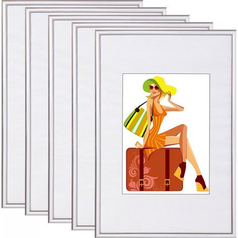 WOLTU 5er Set Bilderrahmen Kunststoff New Lifestyle silber 21x29,7cm( A4) (1/5)